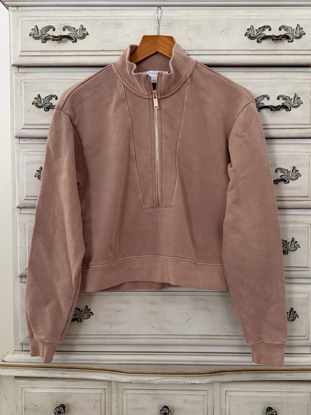 Intermix Beige Quarter Zip Sweatshirt